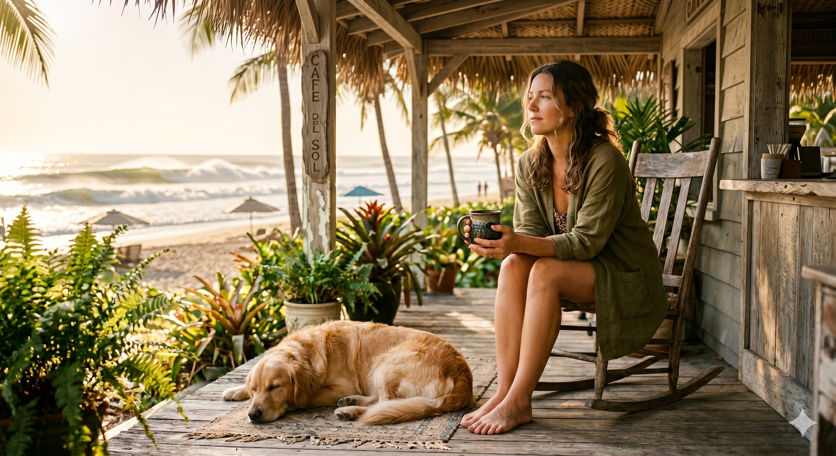A quiet morning moment with coffee and a dog